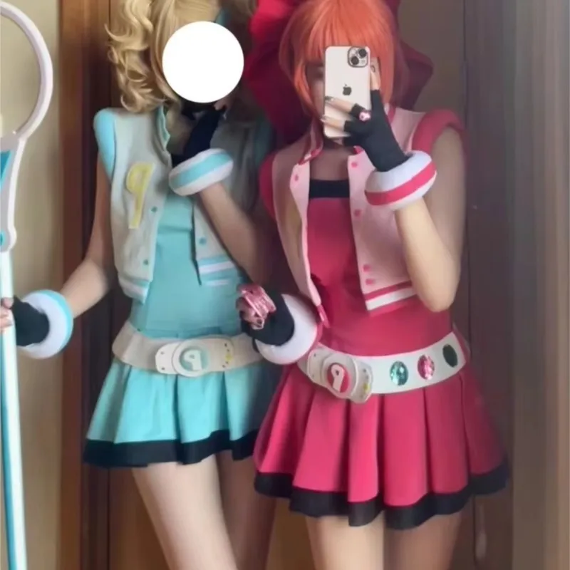 

Новинка 2026, костюм с пузырьками и цветком, платье с поясом, комплект Powerpuff, костюм для косплея, костюм для девочек, нарядное платье на Хэллоуин