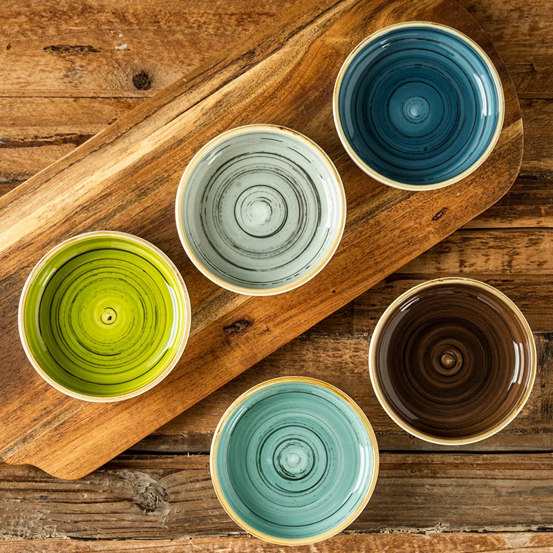 A Set of 4 Ceramic Tableware Snacks in Various Colors, 3.5 Inches, Perfect for Soy Sauce, Vinegar, Snack Plates, Etc