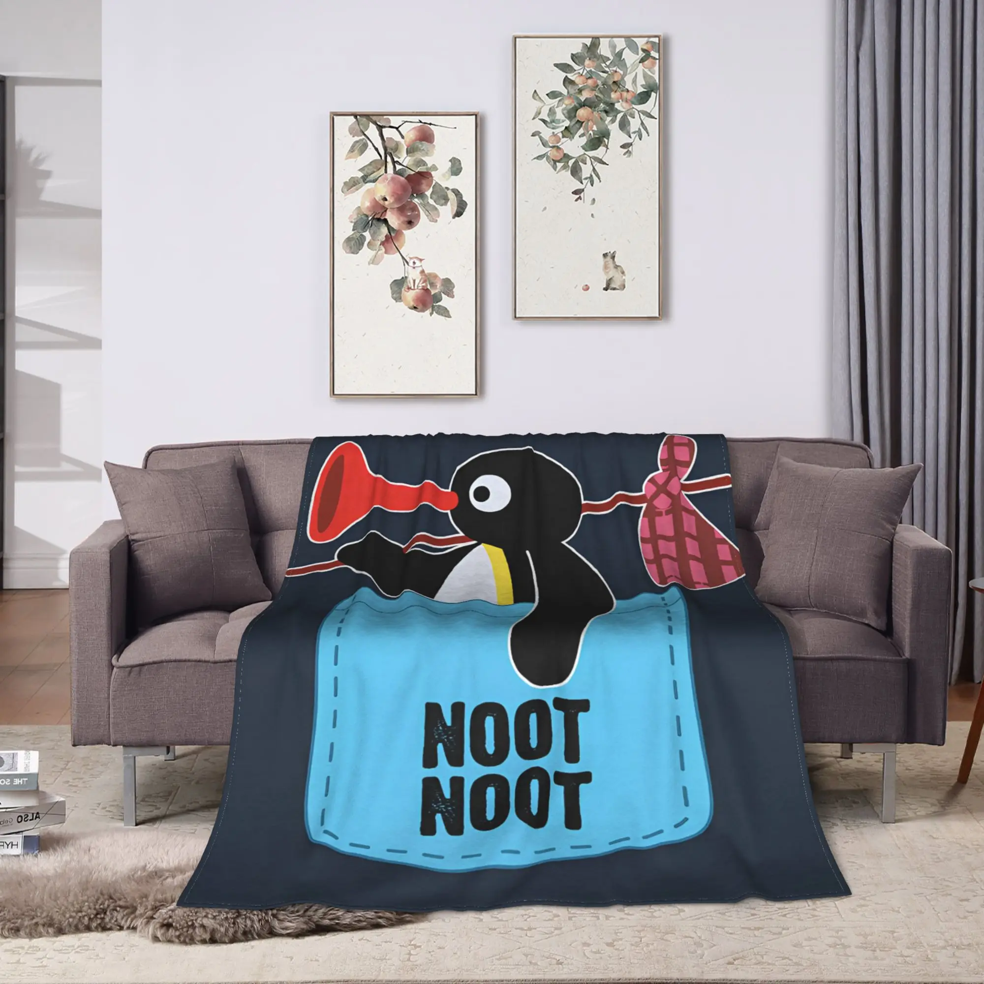 Pingus Blanket  Warm Soft Funny Plush Throw Blanket For Kids Couch Chair Sofa Bed Flannel Bedspread Bed Cover