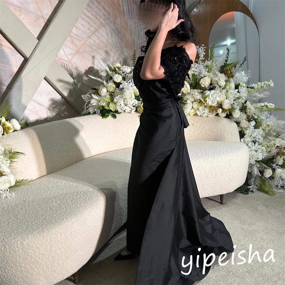 Ball Dress Saudi Arabia Prom Satin Beading Homecoming A-line Off-the-shoulder Bespoke Occasion Gown Long Dresses