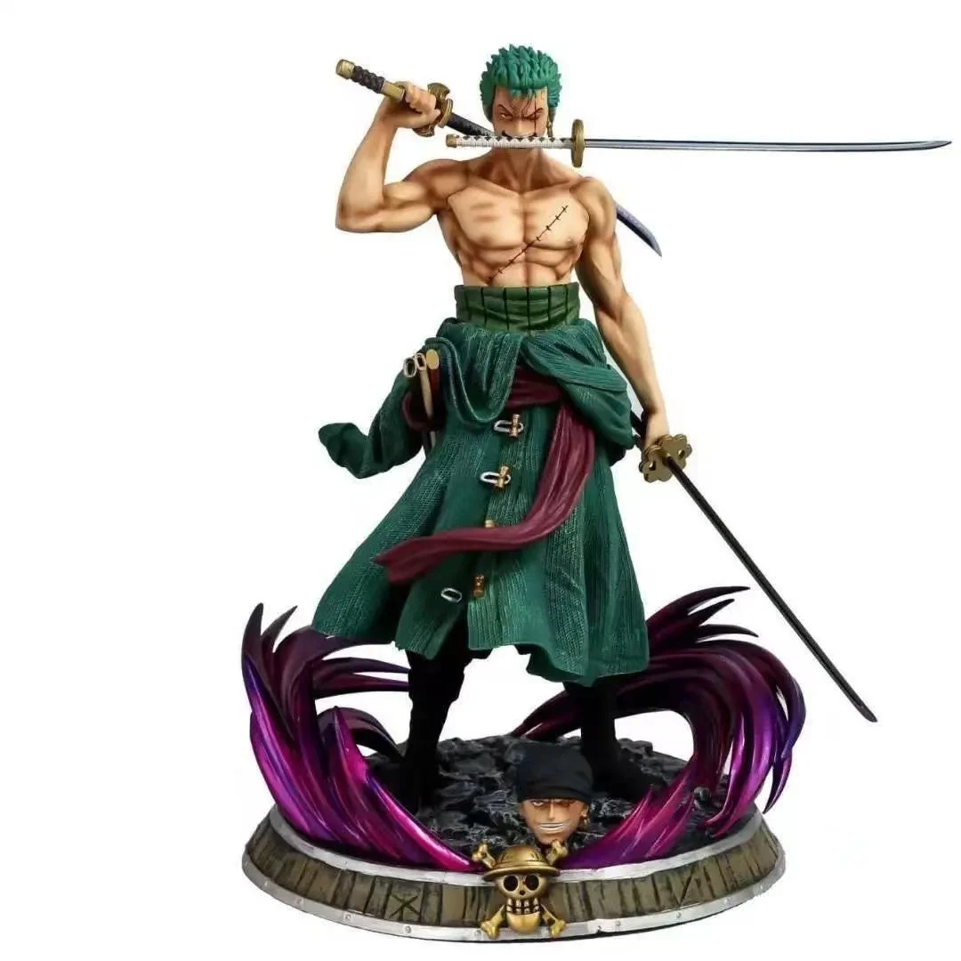 37cm Anime One Piece Figure Gk  Roronoa Zoro Double Head Oversized Mito stream Action Figure Statue Model  Anime Model Toys