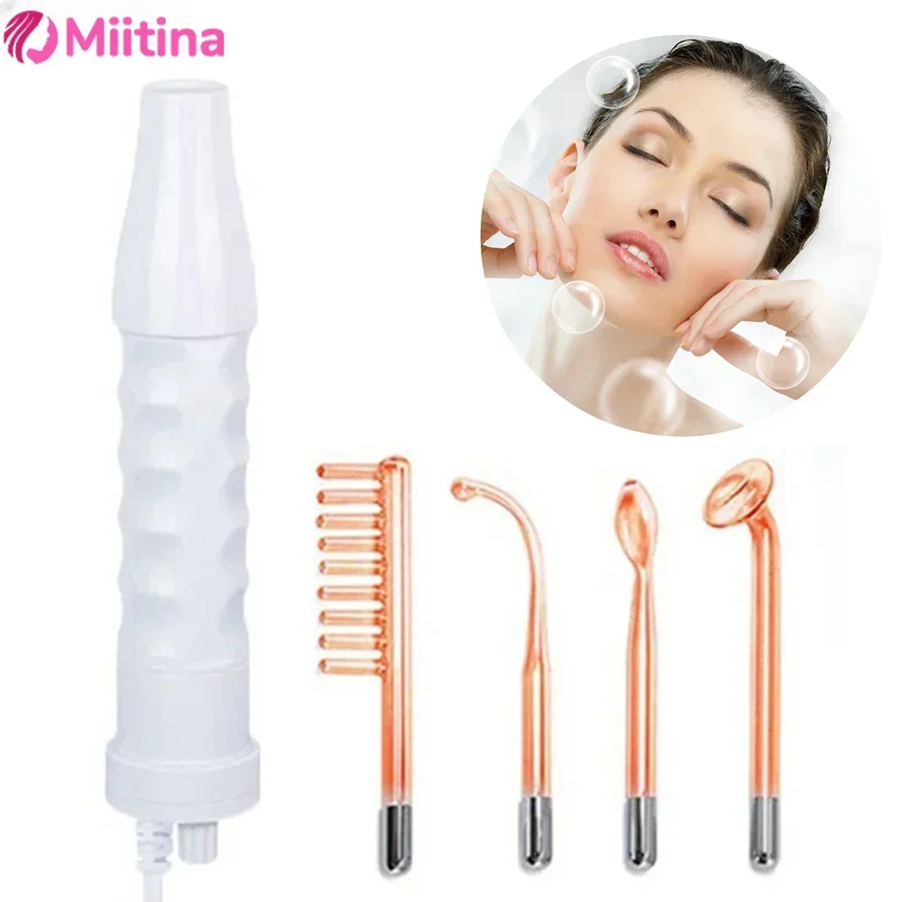 4 In 1 Electrode Wand สูงความถี่ Electrotherapy แก้วหลอดสปาอุปกรณ์ความงาม Acne Spot Treatment ต่อต้านริ้วรอย Facial Care