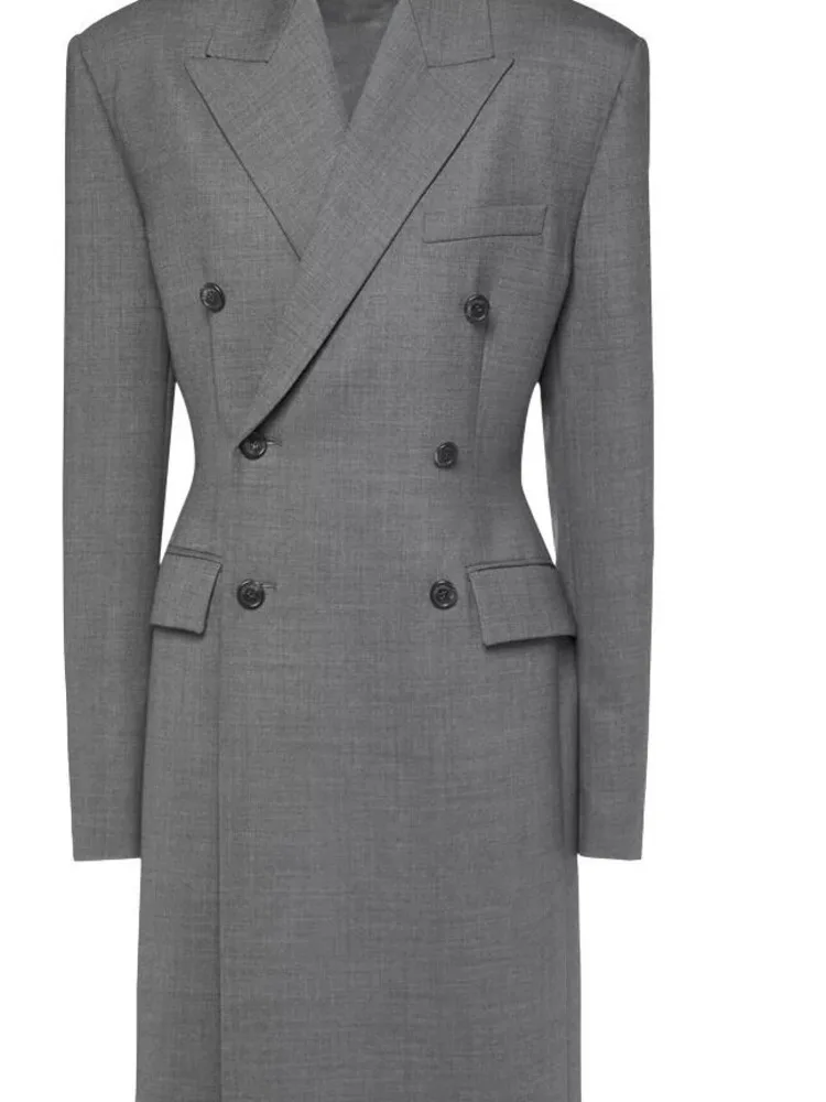 JNMC Design Sense Temperament 2024 Spring Autumn New Double Breasted Long Sleeved Slim Fit Solid Color Suit Jacket For Women