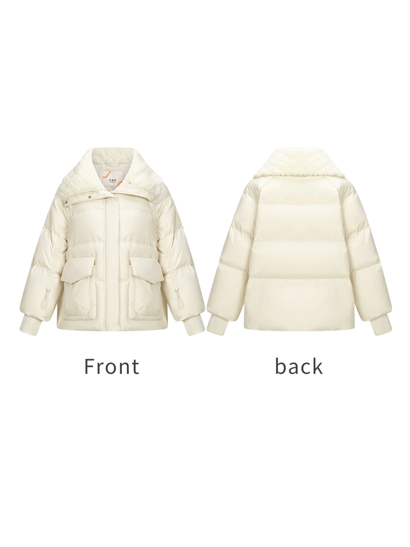 ERAL 2024 Fake Sheepskin Collar Down Jacket Women Lapel Design Female Fitted Waist Design Winter Fashion Snow Lady Outwears