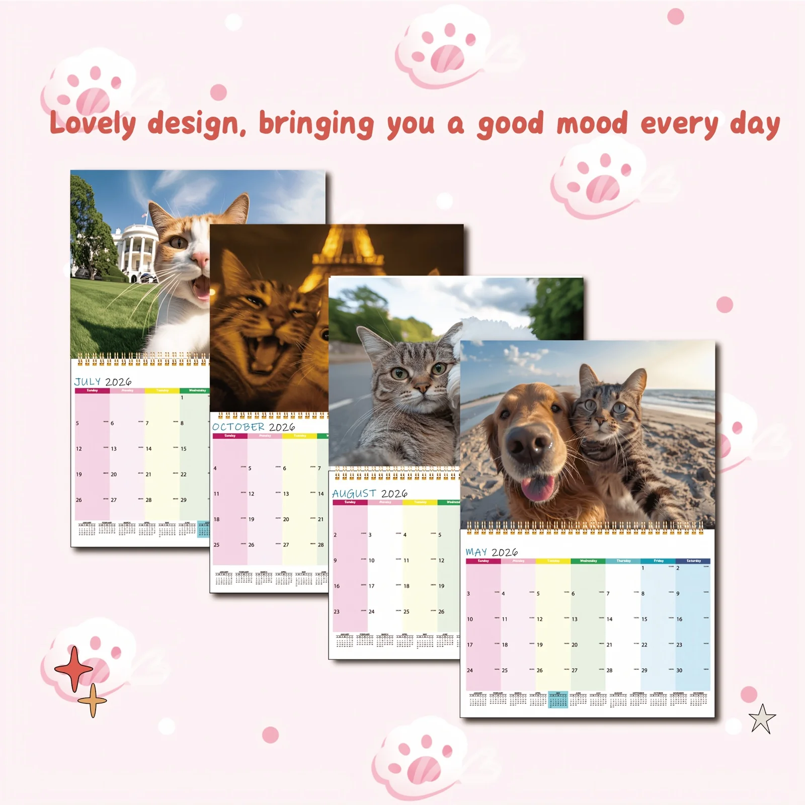 

2026 Cats and Friends Wall Calendar - Funny Cat Selfies Series with 12-Month Photos, Perfect Gift for Cat Lovers