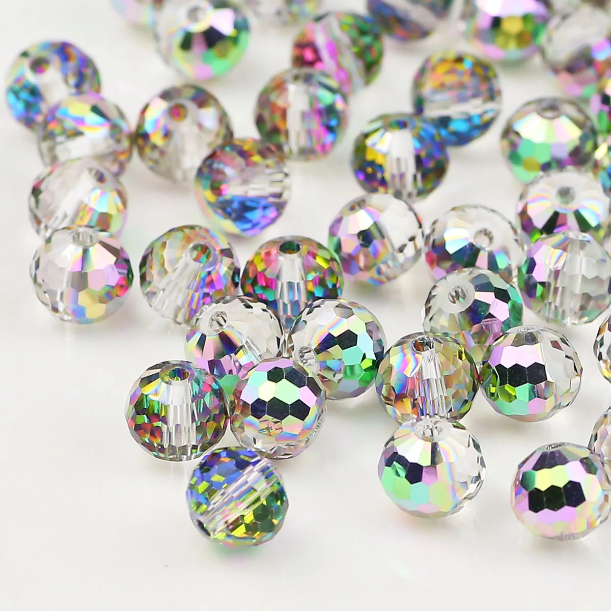 WLYeeS Rose Green Disco Ball Beads 65Pcs Faceted 8mm Austrian Crystal Round Loose Bead for Jewelry Making DIY Bracelet Necklace