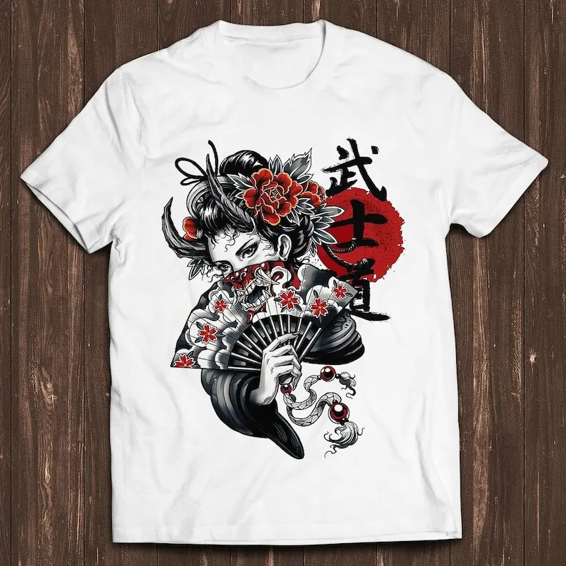 Japanese Geisha Girl Manga Retro Gamer Cult Meme Movie Music Cool Gift Tee T Shirt C1028