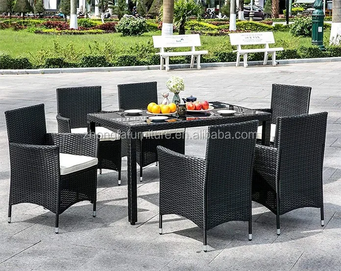 

# New Arrival 7 PCS Outdoor Rattan Chairs With Dining Table Set, High Quality Wicker Furniture Set