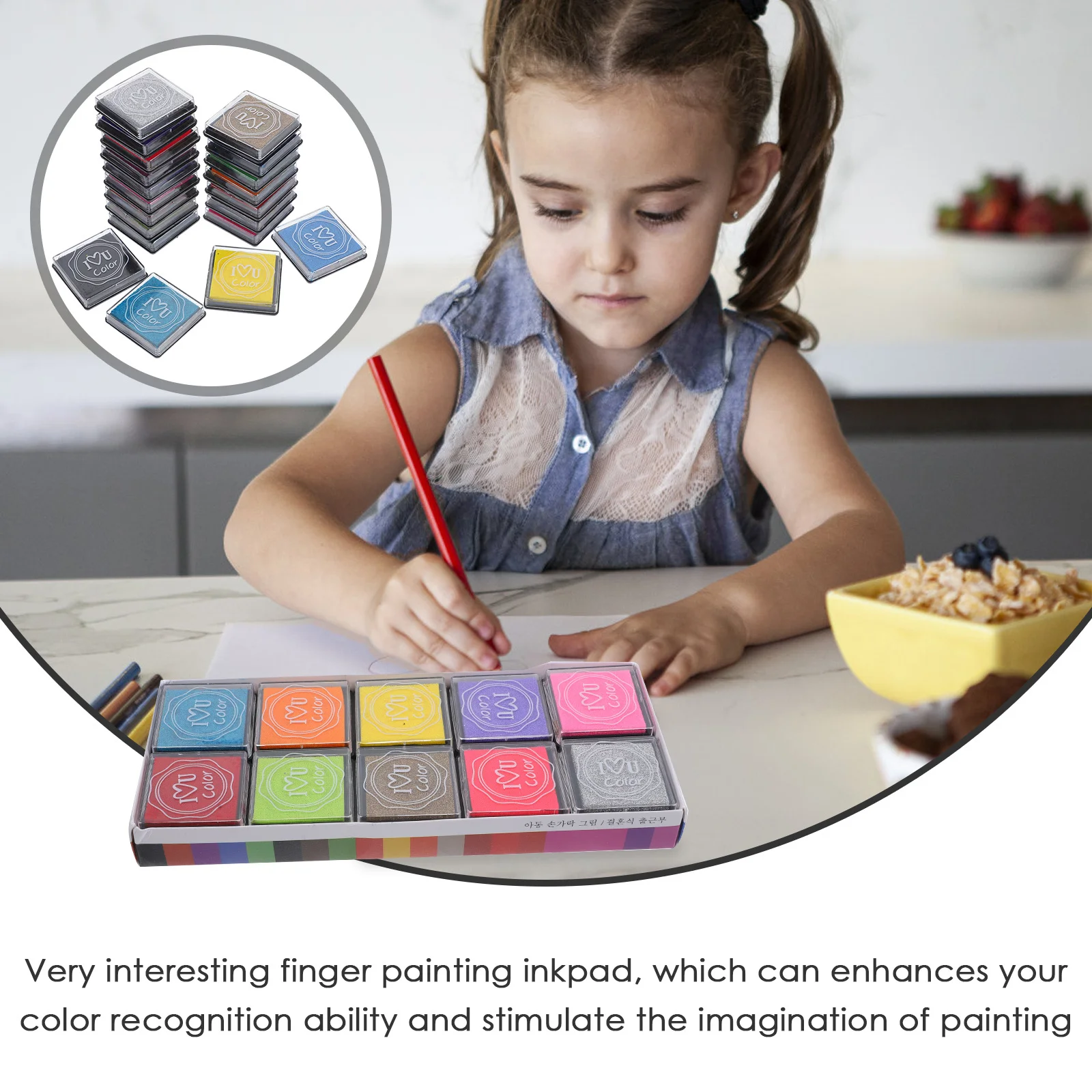 

20Pcs Children Finger Painting Inkpads Safe Durable DIY Craft Ink Pad Bright Color Washable Finger Ink Stamps for Art