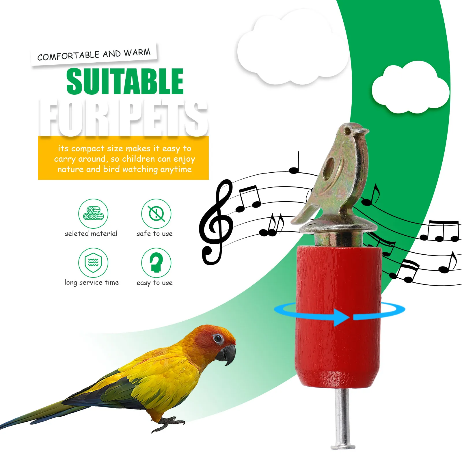 

Реалистичный свисток с имитацией птичьих звуков для детей, интерактивный инструмент для изучения природы, простой в использовании, с поворотным механизмом, для игр на свежем воздухе и