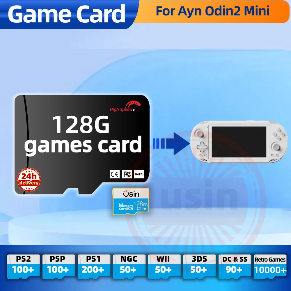 Game Card For Ayn Odin 2 MINI Odin2 TF Retro Games PS2 PSP PS1 Android portable Handheld Gaming SD Card High Speed 128G