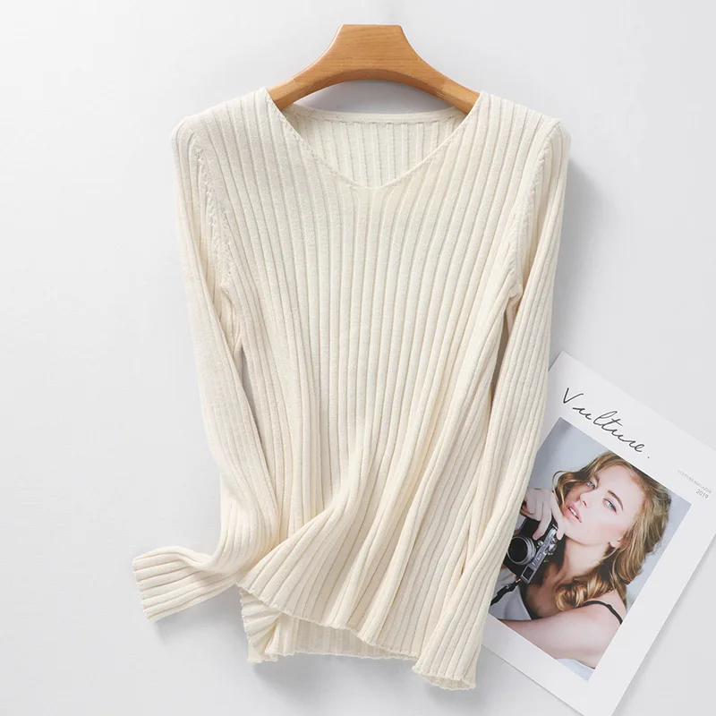 

2025 вязаный свитер с v-образным вырезом, женские пуловеры, новый тонкий вязаный свитер с длинными рукавами, пуловер, женские топы, свитера Sueter Feminino Q1753
