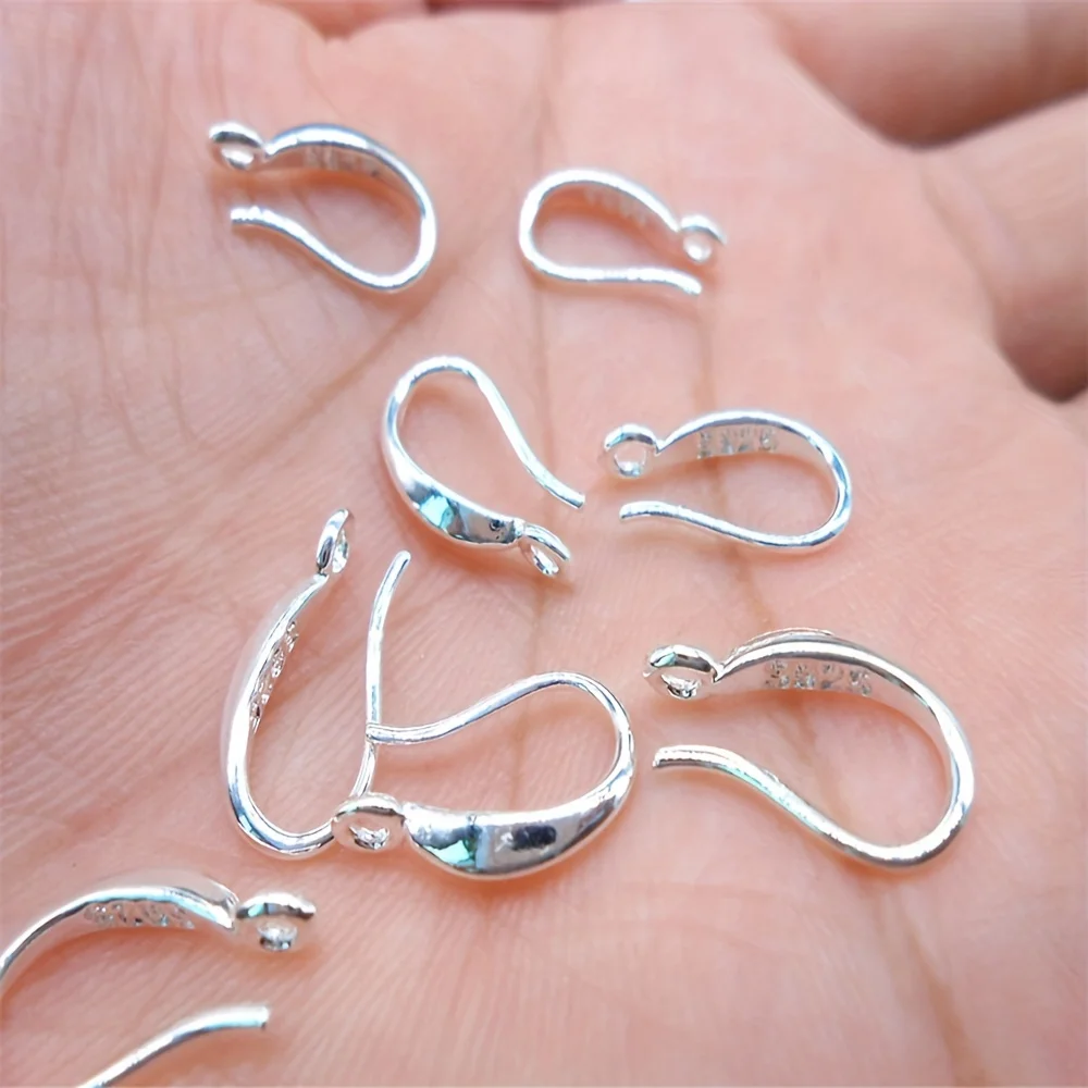 925 Silver Plated Engraved Ear Hooks for DIY Jewelry Making
