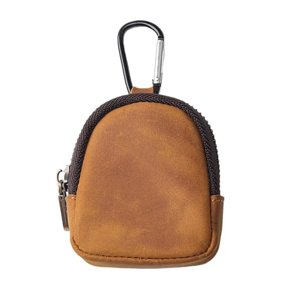 Mini PU lederen portemonnee met karabijnhaak Retro portemonnee sleutelhanger Oortelefoon opbergtas Draagbare lippenstiftzakje met riemclip