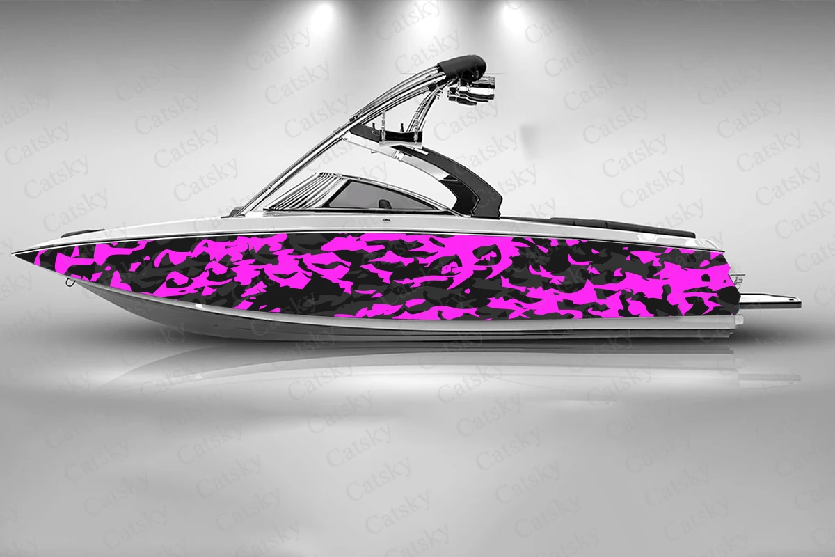 Abstract Purple Splash Graphics Boat Fashion Sticker Packaging Waterproof Custom Marine Ship Sticker Wrap Vinyl Decal Decoration