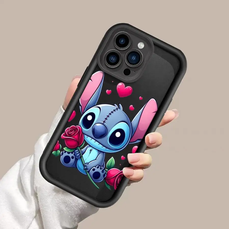 Cartoon Disney Cute Stitch Case For Apple iPhone 16 15 11 13 14 Pro Max 12 Silicone 15 Plus 11Pro Soft Phone Cover