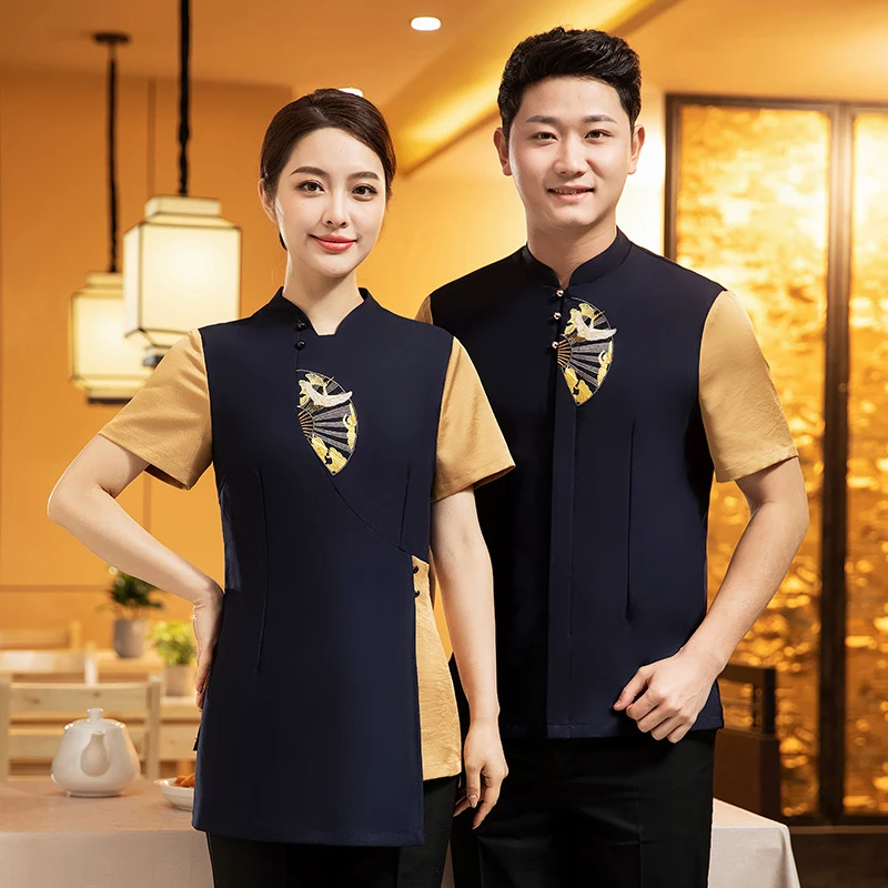 lightweight-hotel-work-uniform-restaurant-catering-hot-pot-restaurant-restaurant-front-desk-waiter-work-uniform-short-sleeve