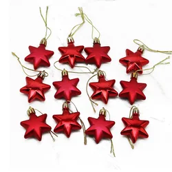 (12 Pcs/pack) 5cm Christmas Pendant Star Christmas Ball Pendant Electroplated Plastic Matte Mixed Decoration Accessory Party