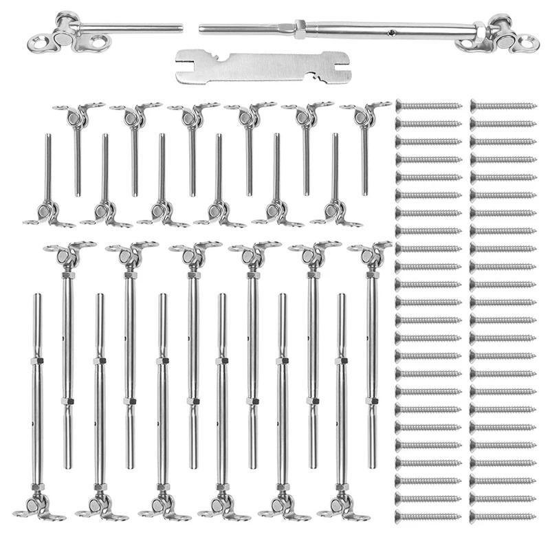 

12Pcs T316 Cable Railing Kits Fit 3/16 inch Wire Rope Cable,Toggle Turnbuckle & End for Cable Railing Systems