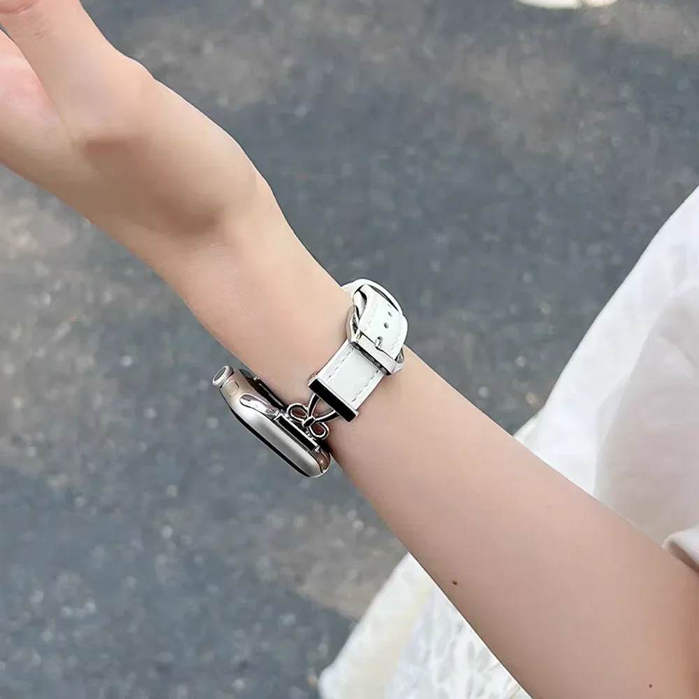 Exclusive leather loop For Apple Watch band women 11/10/9/8/7/6/5/4/3 SE 38mm 40mm 41mm 42mm 44mm 45mm 46mm 49mm Strap
