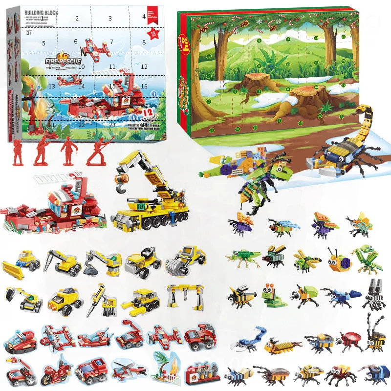 New 2025 Christmas Tree Building Blocks Set - DIY Countdown Calendar Blind Box Toy for Children Educational Plastic ABS Blocks