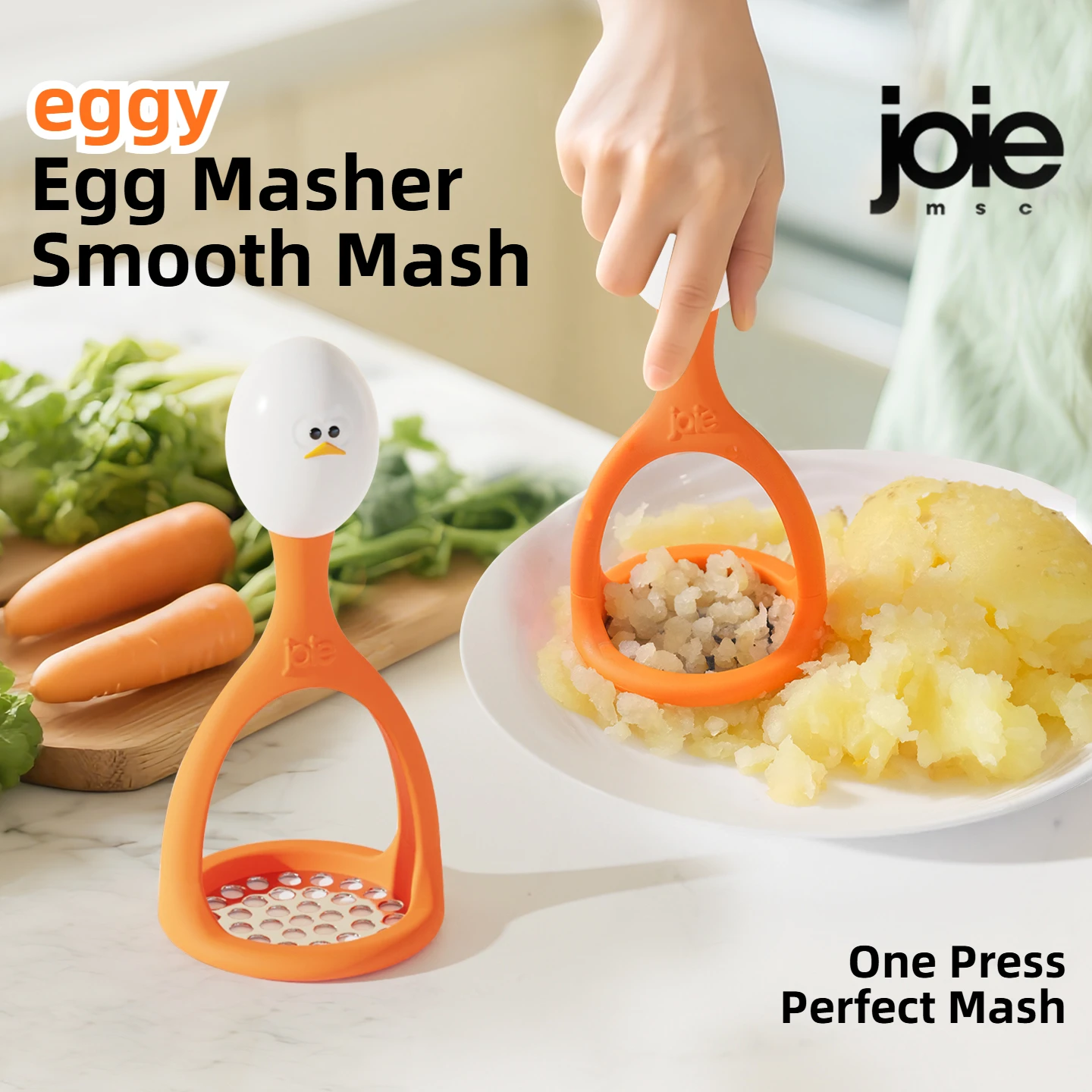 Joie Eggy-triturador de patatas de acero inoxidable, prensa de frutas y verduras, triturador de verduras, herramienta de cocina para cocinar y hornear