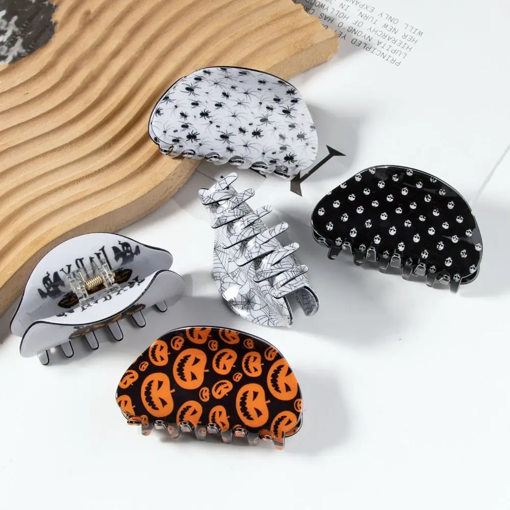 

Scary Pumpkin Halloween Hair Claw Spider Hair Crab Clip Ghost Headdress Headwear Geometry Girls