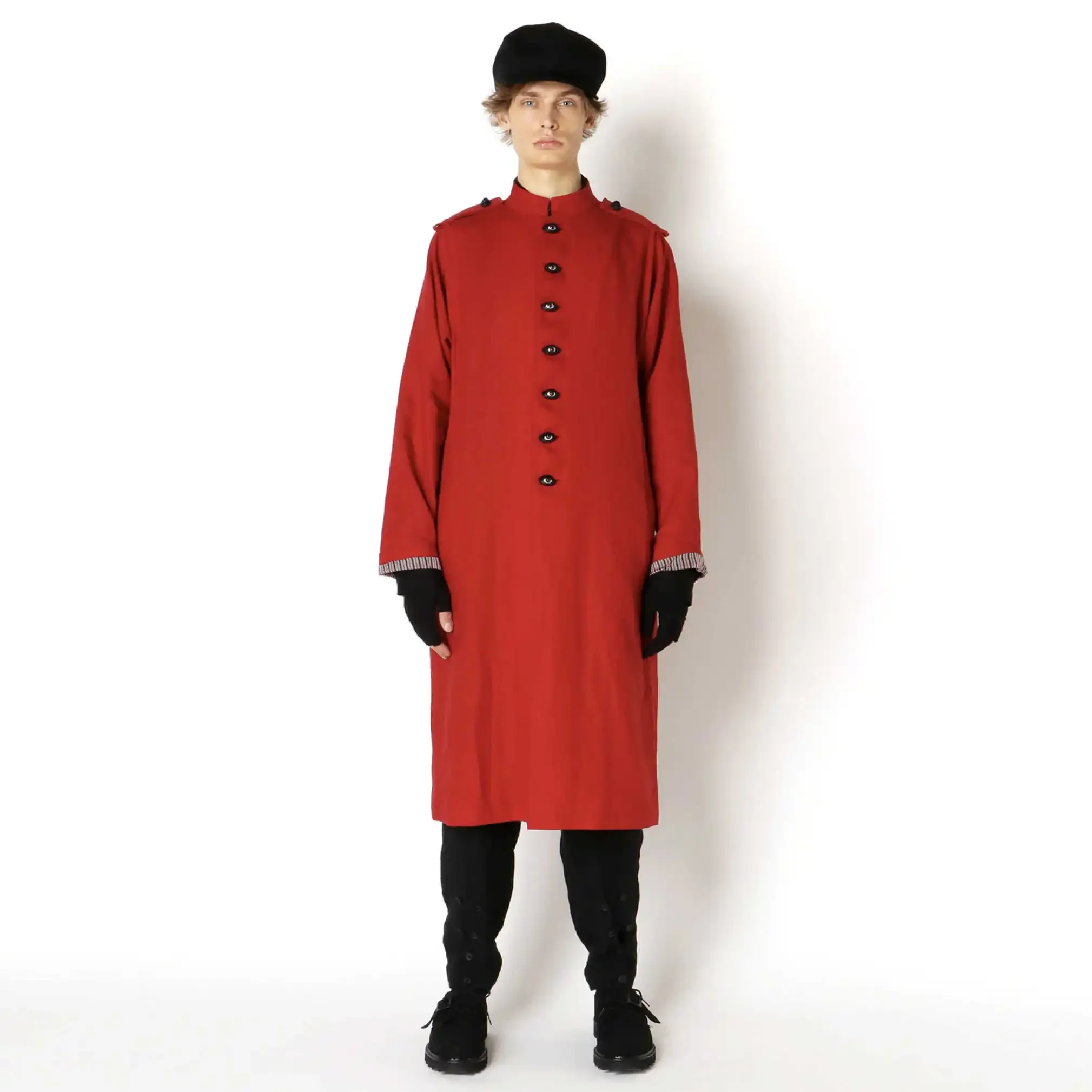 

YOJI OOAK red linen windbreaker robe eye buttons