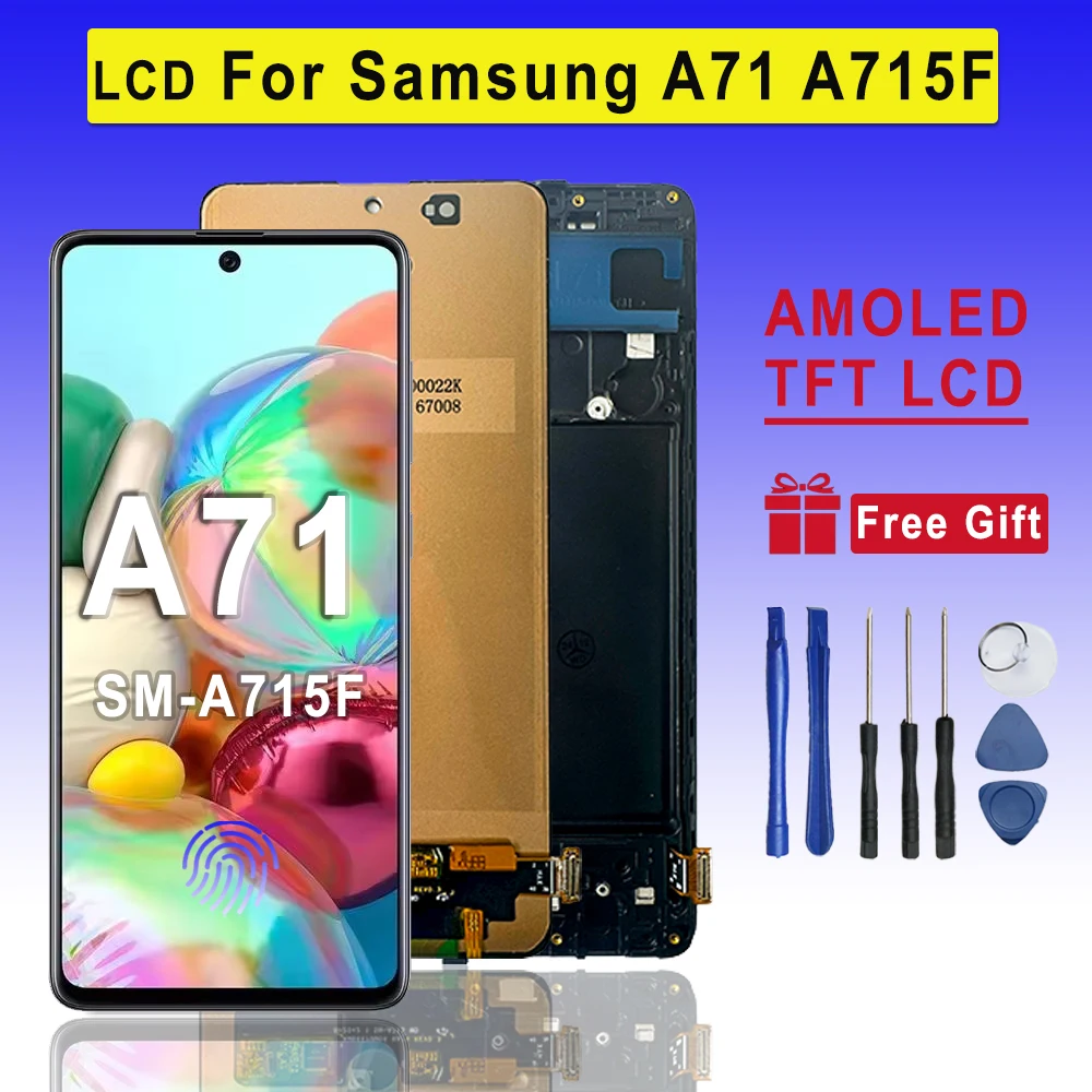 Pantalla LCD SUPER AMOLED para Samsung Galaxy A71, piezas de repuesto para montaje de digitalizador de pantalla táctil LCD para Samsung A71 A715 A715F