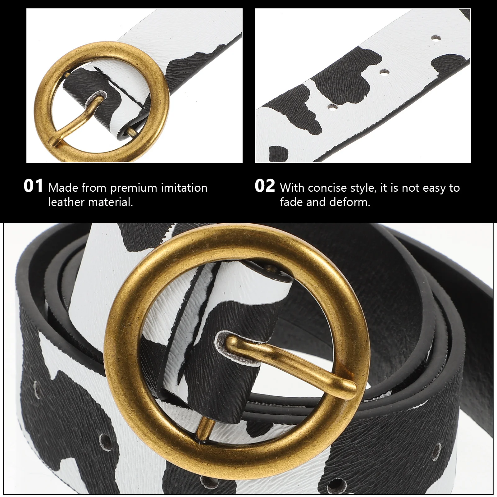 البقرة طباعة حزام للنساء موضة حزام الخصر نمط العرقية دبوس مشبك حزام السيدات فستان الجينز الملحقات #1