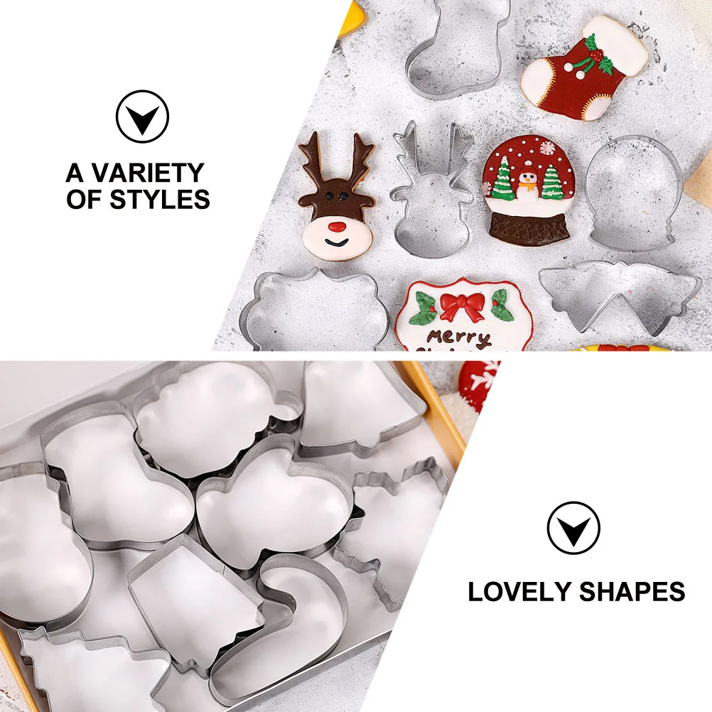 

9Pcs Christmas Cookie Molds Stainless Steel Baking Tools Snowman Snowflake Designs Cookie Molds Christmas Baking Prop