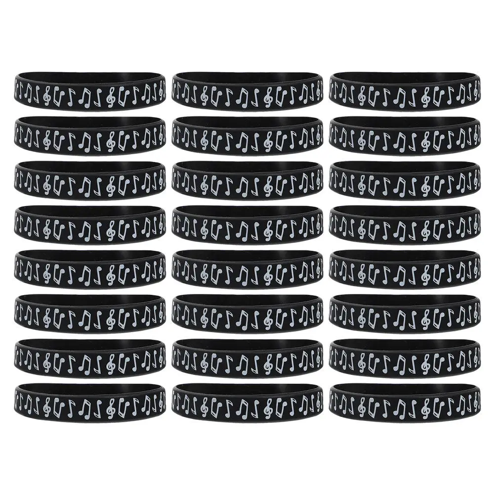 24Pcs Note Silicone Wristbands Versatile Comfortable Elastic Bracelets for Music Parties Concerts Picnics