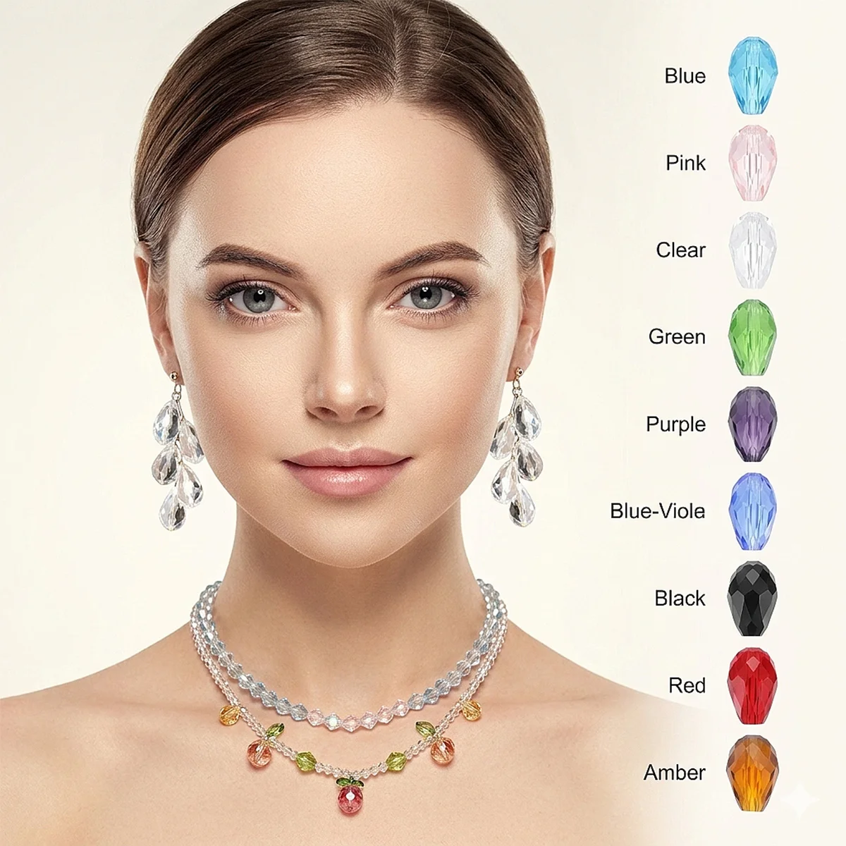 

Drop-Shaped Glass Crystal Beads - Jewelry Handmade Kit - DIY Earrings Necklaces for Girls/Women, 8X11mm, 10pcs/pack