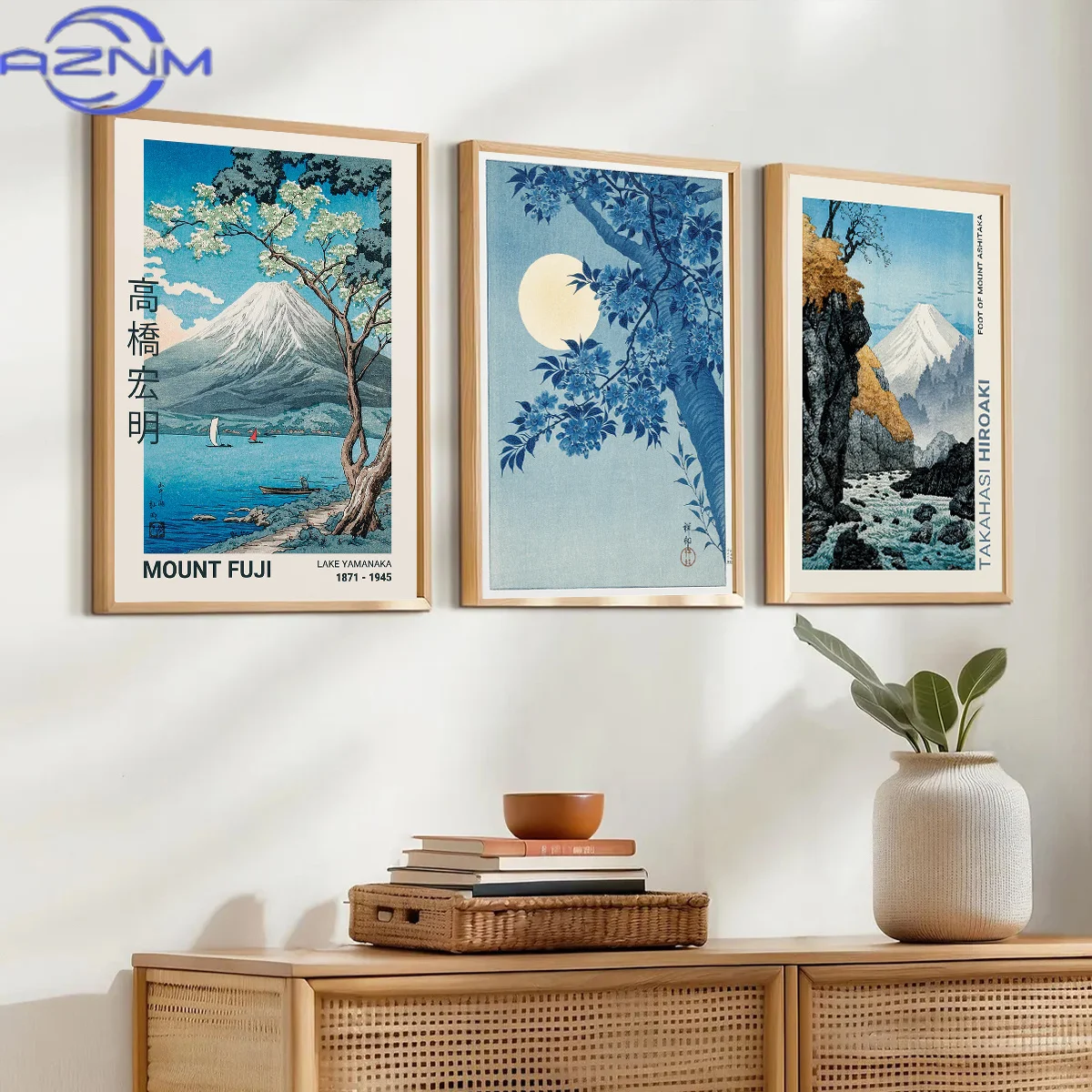 Japan Takahashi Yuming Yamanaka Lake Mount Fuji Canvas Print Cherry Blossoms Wall Art Posters for Modern Living Rooms Home Decor