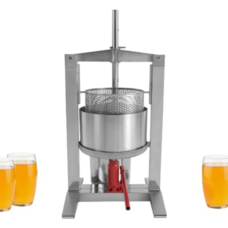 

Сверхмощный пресс для фруктов из нержавеющей стали, 20 л, ручной пресс для сока с 3-тонным гидравлическим домкратом, можно мыть в посудомоечной машине, нержавеющая сталь 304 для A