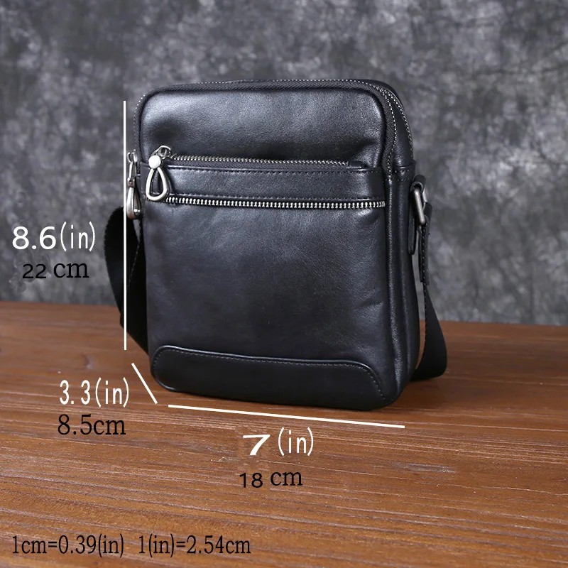 Men's Vintage Leather Shoulder Bun Layer Cowhide Crossbody Bag Casual Fashion Trend Men's Bag