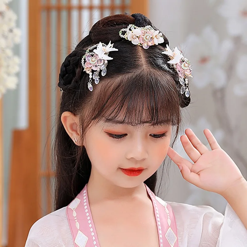 Adorable Swallow Design Hair Clips for Girls Chinese Style Hanfu Hair Accessories Summer Hair Crown Headpiece Traditional Gift