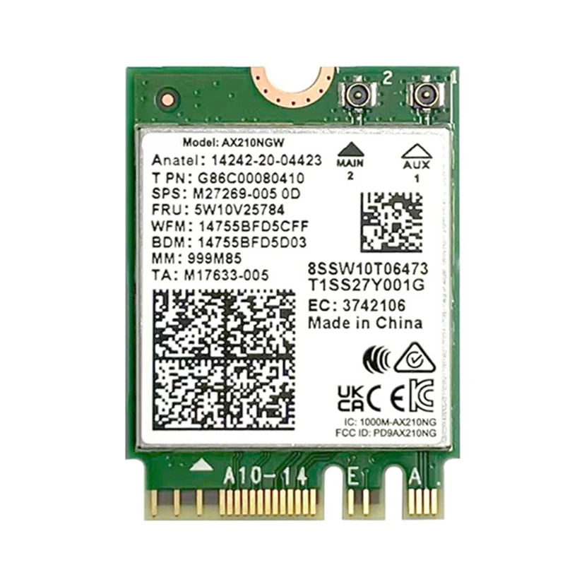 Wifi 6E AX210 Bluetooth 5.3 M.2 Wireless Network Card 5374Mbps 2.4Ghz 5Ghz 6Ghz 802.11Ax Wifi Adapter For PC Laptop