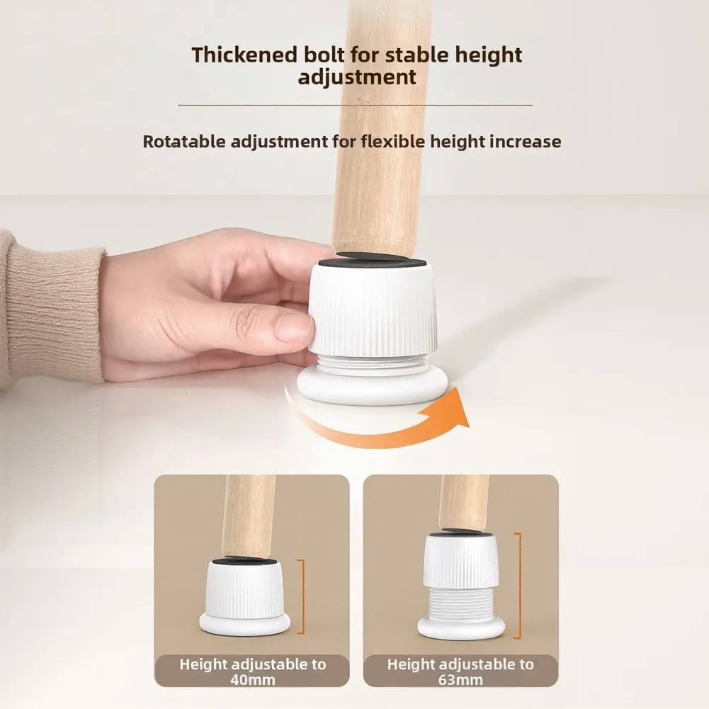 2pcs Furniture Riser Pad Threaded Rotating Elevating Furniture Heightening Pad Self-Adhesive Adjustable Anti-slip-Feet Parts