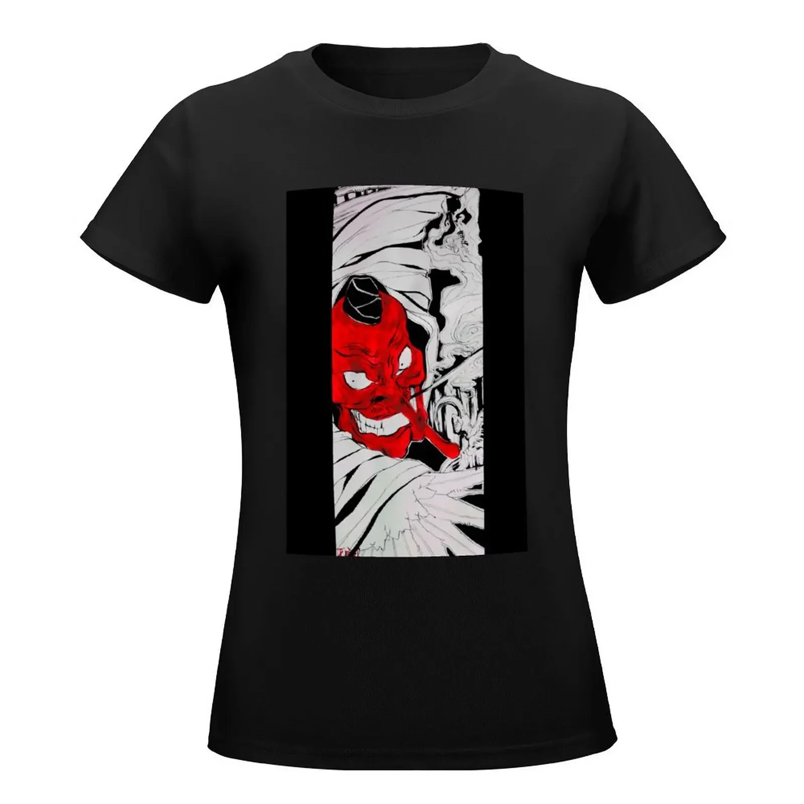 Red Tengu T-Shirt oversized summer clothes Women t-shirts