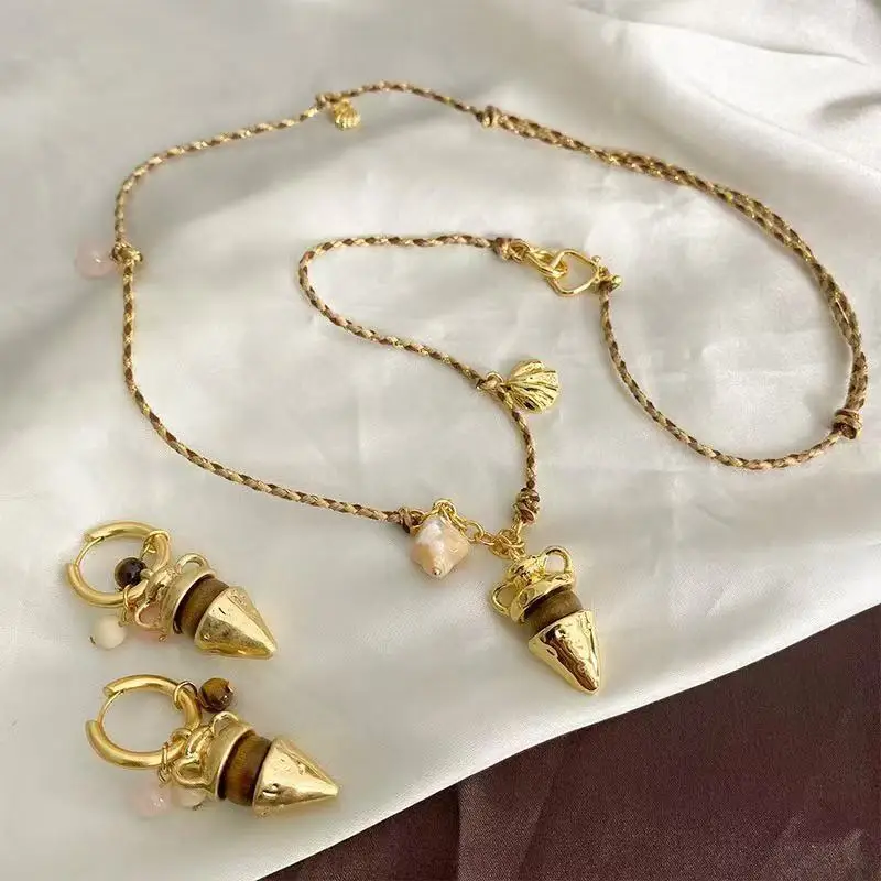 

Jenny&dave Jewelry Necklace Necklaces For Women Wooden Bead Pottery Jar Woven Rope Necklace For Women