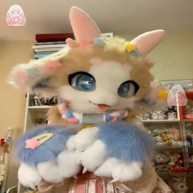 

Yis косплей на заказ пушистая голова голова кигуруми косплей Kemono Fursuit гарнитуры ручной работы Beast индивидуальный меховой костюм Kemono голова