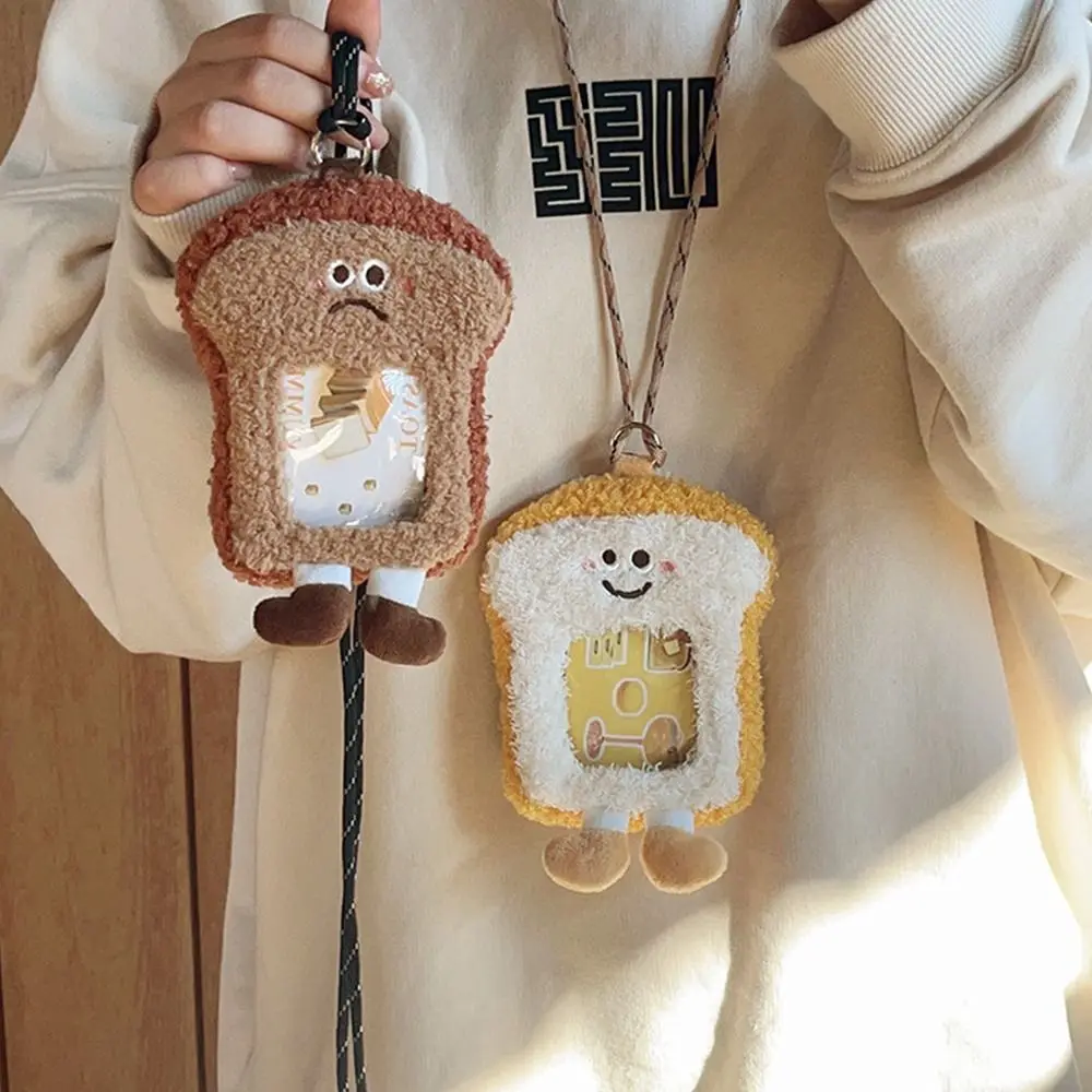 

Headphone Bag Cartoon Bread Coin Purse Expression Korean Idol Card Holder Transparent Neck Hanging Bag Small Doll Itabag Gift