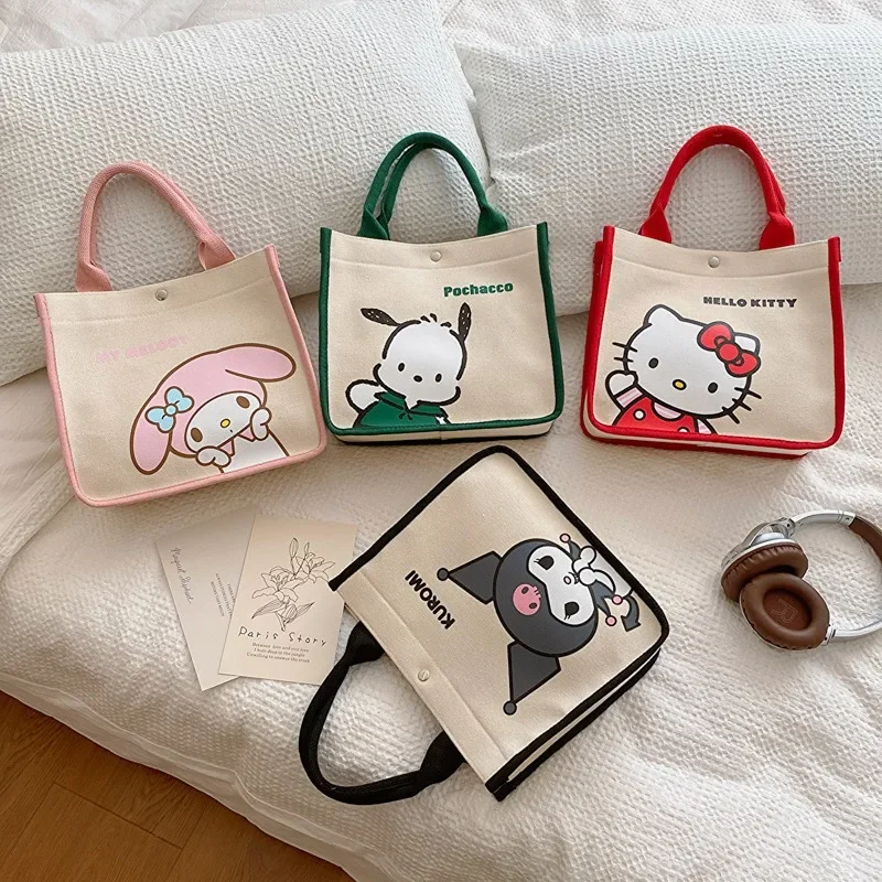 Hello Kitty Cosmetic Bag Melody Purses and Handbags for Women Sanrio Hand Wash Pouches Kuromi Tote Case Kawaii Mummy Boxes