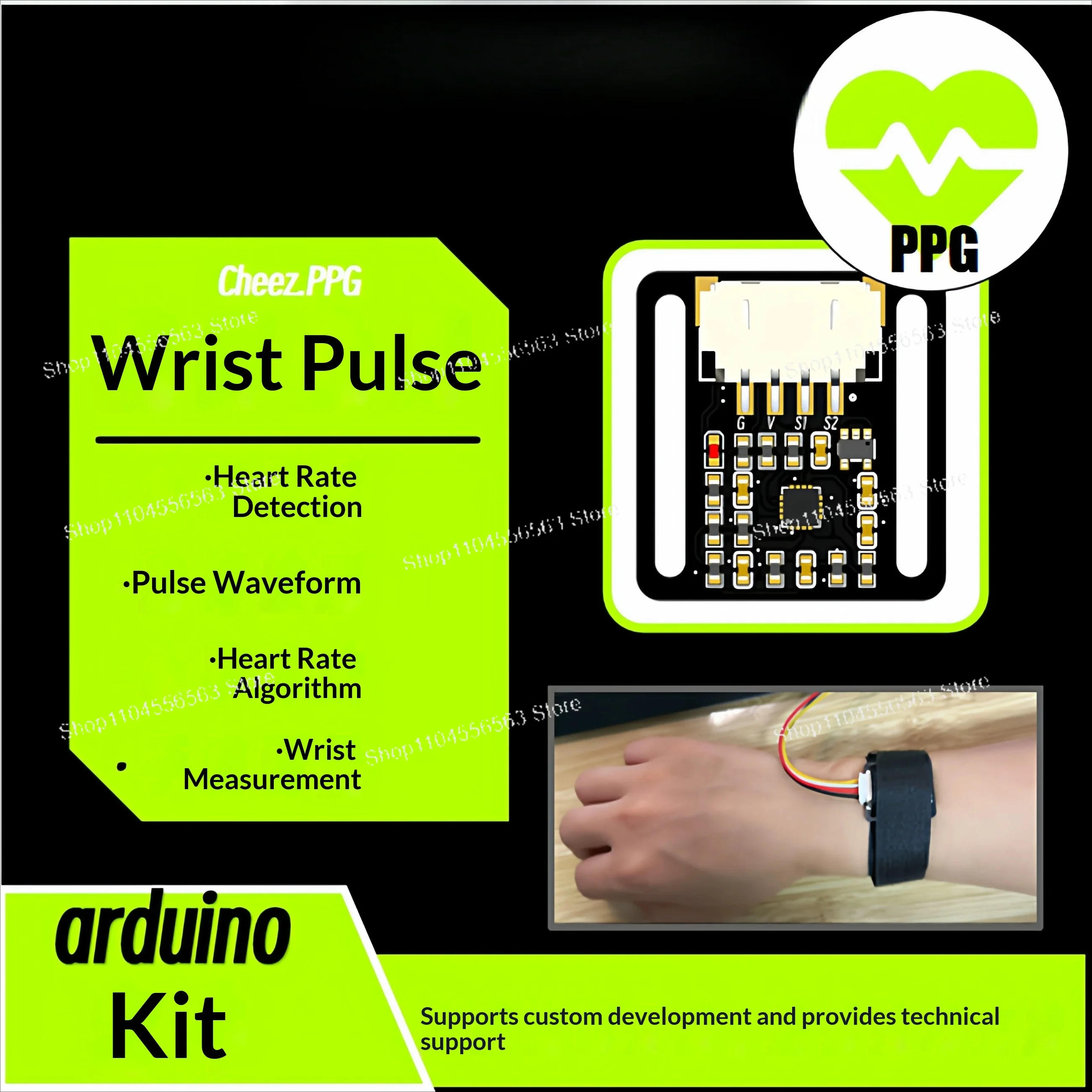 Wrist Pulse Sensor PPG Heart Rate HRV Detection Module for MCU Development