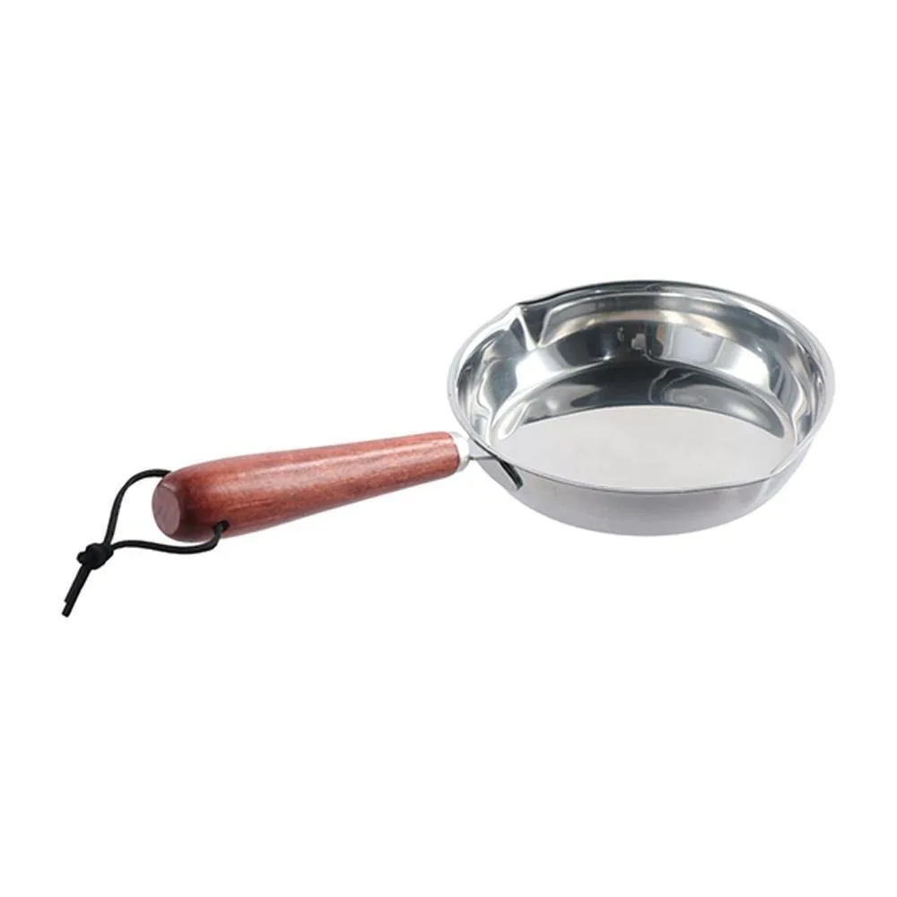 جديد 304 مقلاة من الفولاذ المقاوم للصدأ غير لاصقة متينة مفتوحة مقلاة مقبض خشبي عجة عموم لوازم المطبخ #2