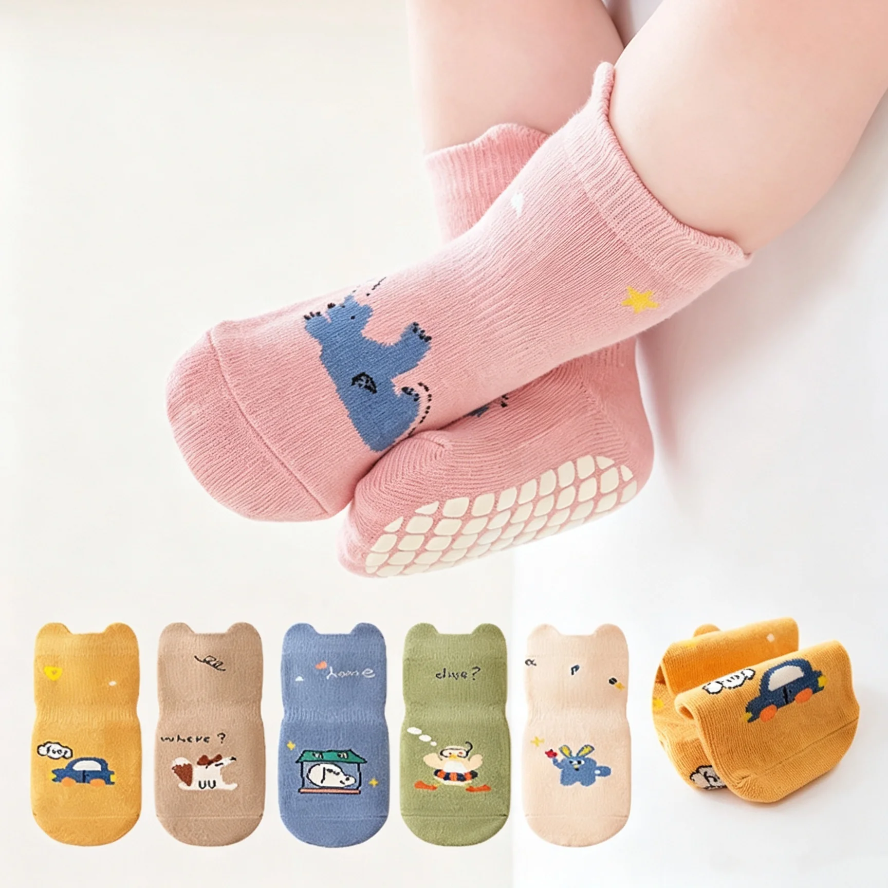 Baby Cartoon Anti Slip Floor Socks Infant Toddler Cotton Socks for Girls Boys Four Season Newborn Baby Indoor Outdoor Socks New