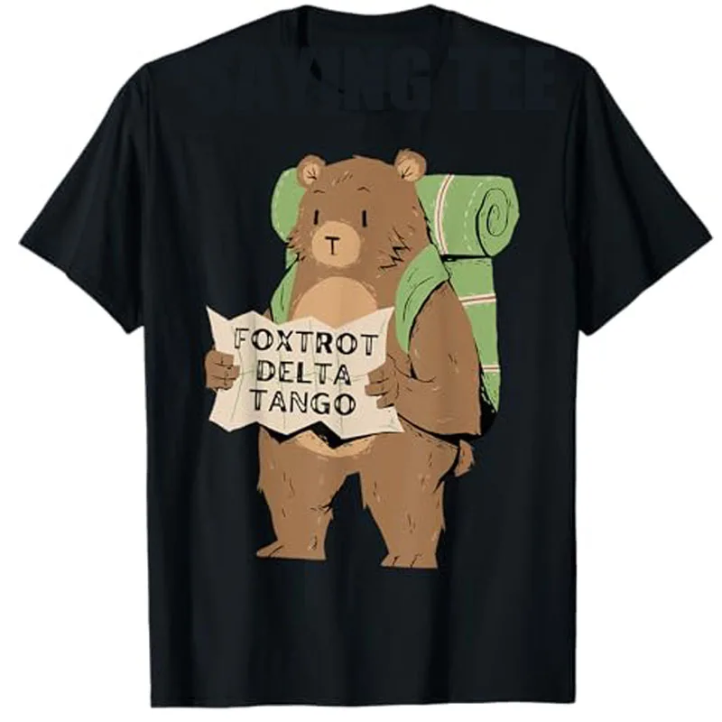 Bear Foxtrots Deltas Tangos Funny Bear Foxtrots Deltas Tango T-Shirt Humor Hiking Saying Tee Workout Novelty Graphic Outfit Tops