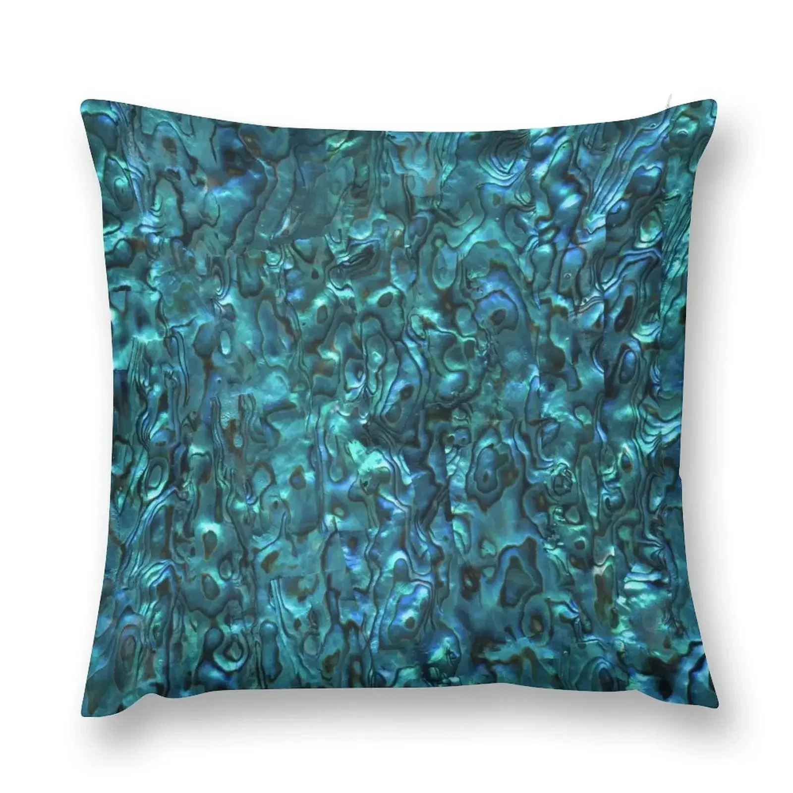 Abalone Shell Paua Shell Seashell Patterns Sea Shells Cyan Blue Tint Throw Pillow Cushion Cover Set pillow