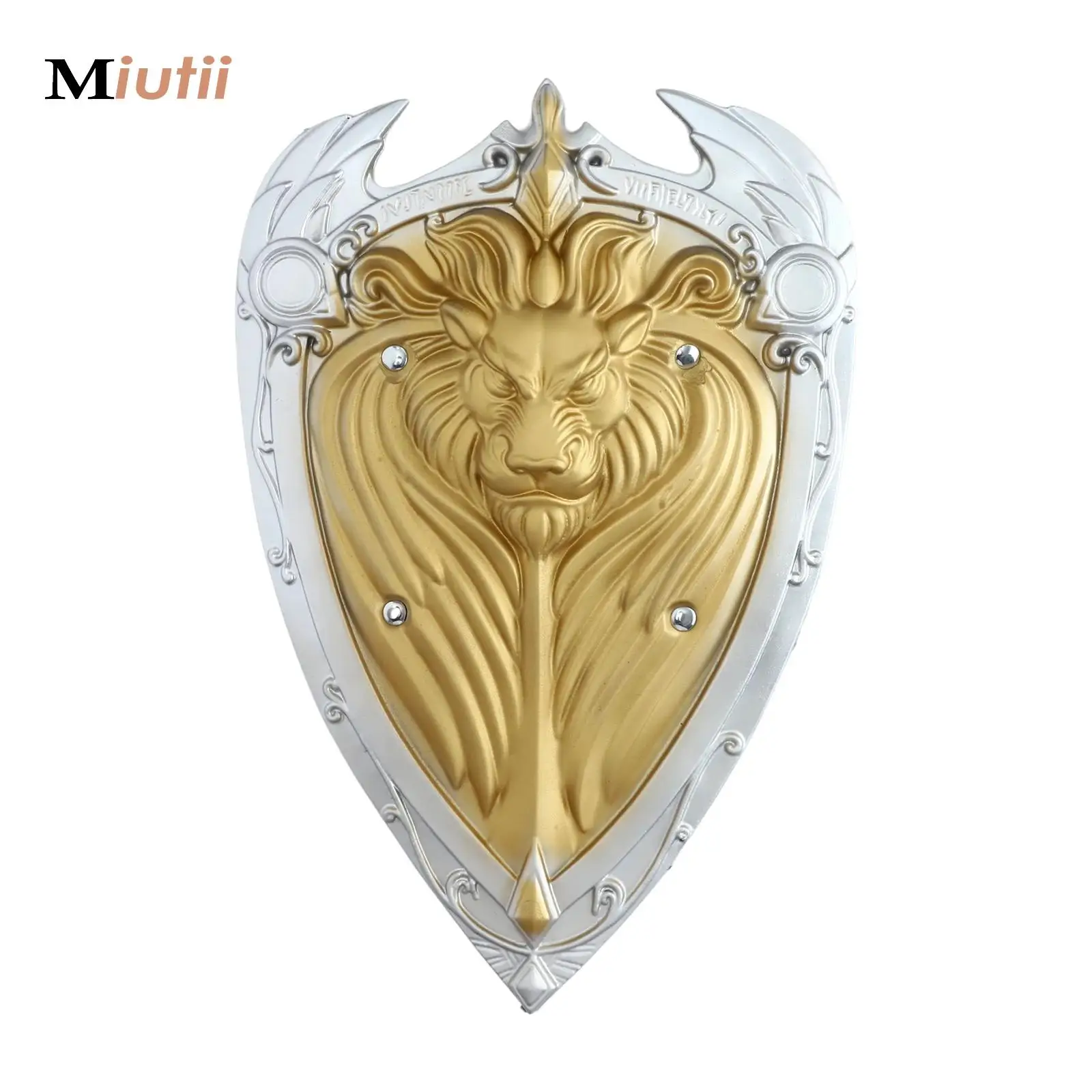 Tarcza Szlachetnego Rycerza dla Dzieci Średniowieczna Zabawka do Udawania z Motywem Złotego Lwa Bezpieczne Akcesorium Bojowe do Przebierania dla Chłopców